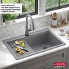 33&rdquo; Granite Composite Workstation Kitchen Sink Drop-In Top Mount Single Bowl with WorkFlow&trade; Ledge and Accessories in Dark Grey
